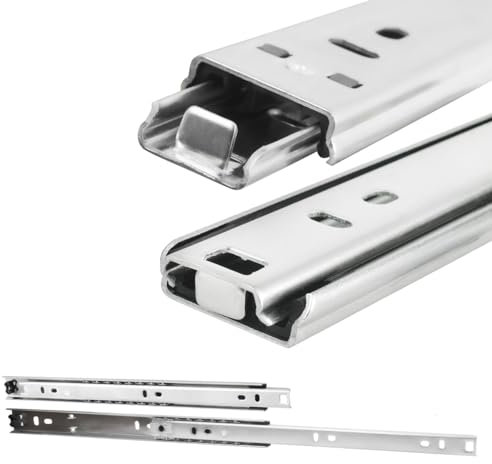 Schubladenschienen - Schubladenauszug H: 27mm / L: 300mm - 450mm Schienen für Schubladen - Auszugsschienen Leicht Anzubringen - Schubladen Schienensystem Teilauszug (Länge (eingefahren) 450 mm)