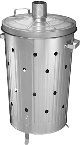 Crystals 90L 90 Litre Incinerator Garden Bins, Wood Burner, Fire Pits for Garden Wood Burning, Rubbish Burning Bins, Galvanised Metal (Garden Incinerator)