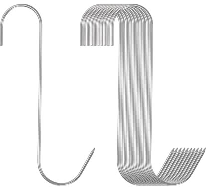 sourcing map 10 ganchos de carne de acero inoxidable 304 de 7 pulgadas, ganchos de carnicero en forma de S, ganchos para colgar ahumar, asar a la parrilla, costillas de res (carga máxima de 11 libras)