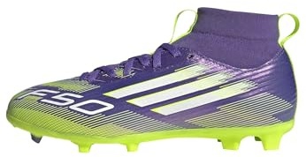adidas Unisex – Barn F50 LEAGUE Mid Firm Ground/Multi Ground Football Boots Kids, Purple Rush/Cloud White/Lucid Lemon, 36 2/3 EU