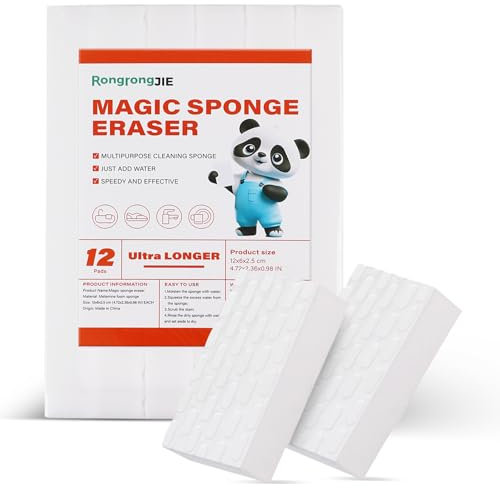 RongrongJIE Gomma magica in melamina, spugne in melamina più lunghe e spesse, cuscinetti per la pulizia di bagno, cucina, esterni, multiuso, per pulire vasca, doccia, parete, forno, scarpe, 12 ct