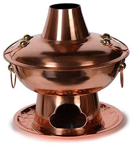 ZHZXBDGQ Olla caliente de cobre grueso de cobre puro de carbón, olla caliente de cobre shabu-shabu olla caliente de cobre completo, 28 cm
