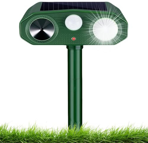 Cat Deterrent, Ultrasonic Solar Cat Deterrent for Garden, 3 Modes, Marten Repellent, Dog Repellent with Motion Sensor and Flashing Light for Cats, Dogs, Mice, Birds, Martens