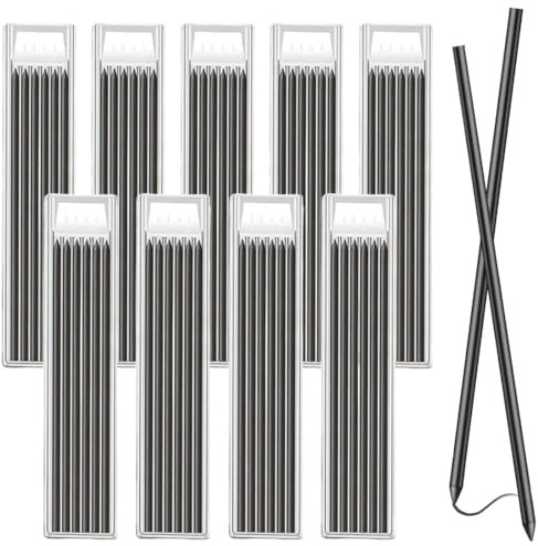 54 Pièces Recharges de Crayons de Charpentier, Mine Chantier, 2.8mm Crayon de Charpentier, Recharges Solides Imperméables Pour Le Travail du Bois et Construction(noir)