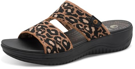 Jana Coshy Wedge/Plat Mule 8-27270-43, Sandalia con talón Mujer, Leopardo, 40 EU