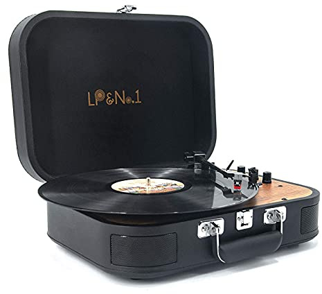 ZJFHEYUO Giradischi, Giradischi GE a 3 velocità, 33/45/78 Giri, con Bluetooth, 2 Altoparlanti Stereo integrati, Lettore MP3, Giradischi LPS, Giradischi in Vinile con Altoparlanti