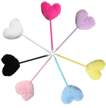 Tofficu 7 piezas Bolígrafo con Pom Pom Decorativo Coloridos Bolígrafo de Bola con Forma de Corazón y Bola Esponjosa para Escritura y Estudio Regalo Original para y