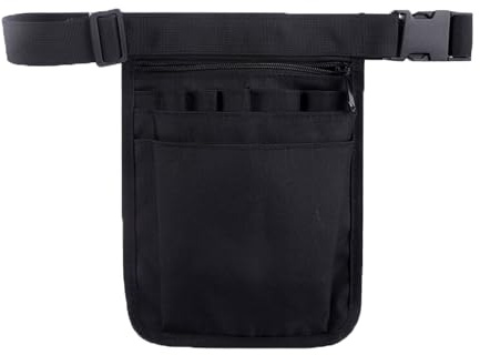 OYUUJII Nurse Pouch Waist Bag,Server Waist Pouch Utility Tool Organiser Multi Compartment Nursing Medical Bag Pocket for Waiter Waitress Restaurant Gardeners Nurses Doctors,Black