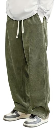LCpddajlspig Pantaloni Giapponesi Uomo Pantaloni Velluto Uomo con Tasche Pantalone Velluto A Coste Baggy Larghi Elasticizzati Eleganti Casual Pantalone Gamba Larga 3XL