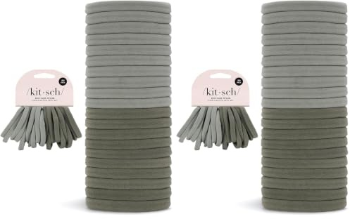 Kitsch Soft Nylon Hair Ties No Damage 20pcs - Eucalyptus (Pack of 2)