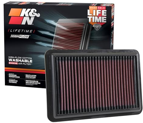 K&N Engine Air Filter: High Performance, Premium, Washable, Panel Filter: 2017-2019 (Elanta, i30, Kona, Veloster, Cee d, Forte), 33-5050