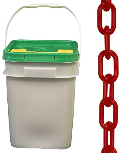 Mr. Chain Plastic Barrier Chain Pail, Red, 2-Inch Link Diameter, 160-Foot Length (50005-P)