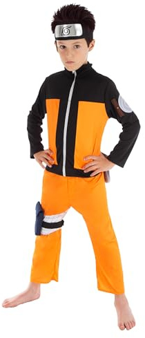 Chaks - Costume Naruto pour garçon, tenue officielle Naruto Anime, 5 pièces avec haut, pantalon et accessoires, carnaval et Comic Con