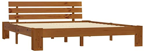 vidaXL Giroletto Classico Elegante Robusto Struttura Telaio Letto Marrone 180x200 cm con Testiera Doghe in Compensato Legno Massello Pino