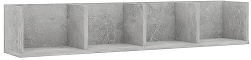 vidaXL Estante de Pared para CD Libros Mobiliario Estantería Flotante Balda Hogar Sala de Estar Salón Madera Contrachapada Gris Hormigón 100x18x18 cm