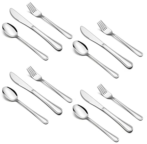 HaWare 12-Piece Kids Silverware, Stainless Steel Toddler Utensils Flatware Set, Preschooler Eating Utensils Includes 4 Spoons 4 Forks 4 Knives, Metal Children Cutlery for Home School, Mirror Finished