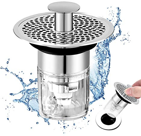Homradise Waschbeckenstöpsel, Pop Up Stöpsel Waschbecken, Abflussstopfen Waschbeckenl mit Anti Clogging Sieb, Waschbecken Stöpsel Verschlus mit Magnetischem Wasserventil 34-38mm