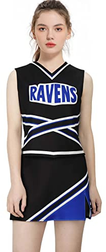 LIKUNGOU Women Ravens Basketball Cheerleader Costume Cheerleading Uniform Varsity High School Cosplay Outfit Suit (XX-Large)