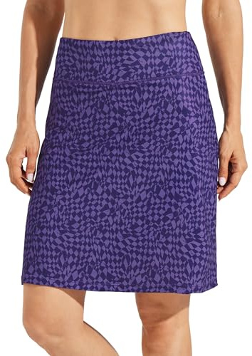 WILLIT Damer 50 cm kjolar golf knälång tenniskjolar sportig casual skorts väska UVA-skydd, rutig, M