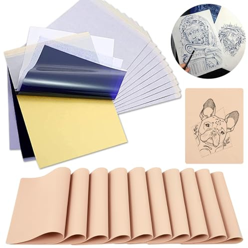 40pcs Pelle Sintetica Tattoo Stencil Tattoo Kit, Rayyl 10pcs Pelle Finta per Tatuaggi 30pcs Carta Transfer Tatuaggi Tattoo Set per i Principianti del