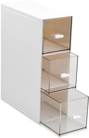 Anseom Boite de Rangement en Plastique avec 3 Tiroirs, Rangement Cuisine Boite à Thé Organisateur Maquillage Boite en Plastique pour Sachets de Thé Dosette de Café Boite à Thé pour Bureau Cuisine