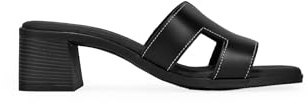 BOSANOVA Sandalias de Mujer Estilo Mule confeccionadas en Piel con tacón Efecto Madera. Sin Cierre. Calzado para Mujer Negro 41