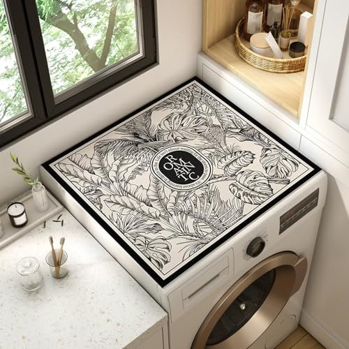 Tapis lave linge，Dessus machine à laver，Tapis antidérapant machine à laver，est doux,flexible,imperméable et résistant à la chaleur，Facile à Nettoyer，protéger le couvercle de la machine contre rayures