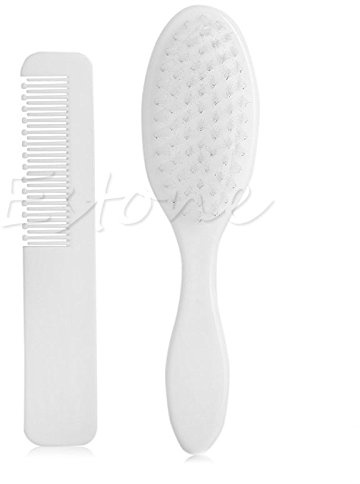 Cadeau parfait (ensemble brosse à cheveux et peigne pour bébé) 2 brosses à cheveux blanches et peigne pour liste de naissance