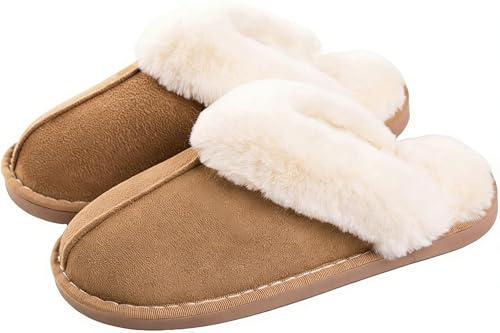 Kinengxi Chaussons Hiver Femmes Homme Pantoufles Chaude Confort Mémoire Peluche Fourrure Maison Intérieur Antidérapant Chaussures