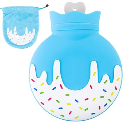 Bouteille d'eau en caoutchouc, Sac d'eau chaude - Étui à eau en silicone avec design de beignet - Chauffe-pieds amovible pour, bouteille d'eau chaude, sac chaud, bon