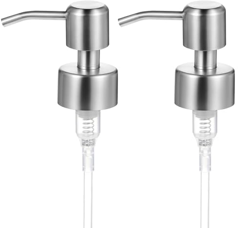 2 stycken tvåldispenser, pumphuvud, rostfritt stål, återanvändbar tvålpump, ersättningspump (standarddiameter 26–28 mm)