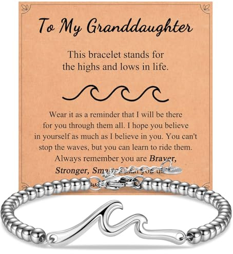 Shuxin Cadeau pour fille, sœur, épouse, petite amie, petite-fille, nièce, la vague de vie, cadeau de Saint-Valentin, d'anniversaire, de Noël pour adolescentes, filles, femmes, 7 inches, Argent, Pas de