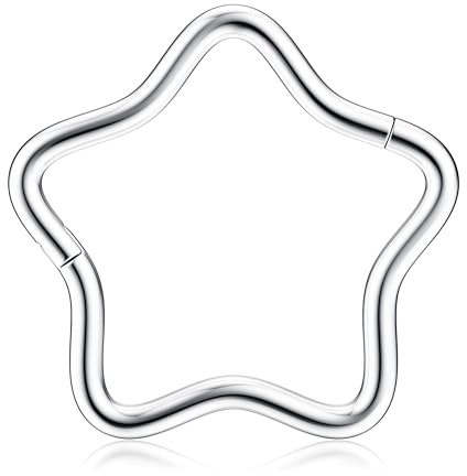 BodyBonita 16G Piercing al Setto - Acciaio Chirurgico 316L Septum Piercing Nostril Helix Orecchino Trago Piercing Naso Cerchio Cartilage Daith Piercing Naso Anello Argento 10mm Star
