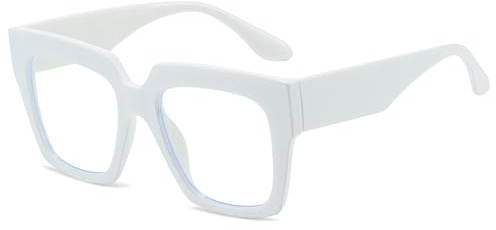 LJCZKA Oversized Square Blue Light Glasses for Women Men Computer Glasses Thick Frame Anti Eyestrain Headache for Reading, Texting & Gaming