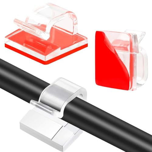 Pack de 50 Support de Câble Autocollant,Clips de câble,Serre-Câbles & Organisateur de Câbles sur le Bureau,pour éclairage extérieur,Voiture, Bureau, Maison, décoration Lumineuse(Transparent)