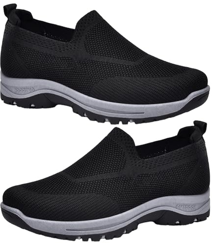 Zapatillas Running Hombre Zapatos Deporte Correr Jogging Caminar Bambas Deportivas Hombre Casual Zapatos CóModos Sin Cordones Hombre Zapatos Ancho Especial,Negro,41 EU