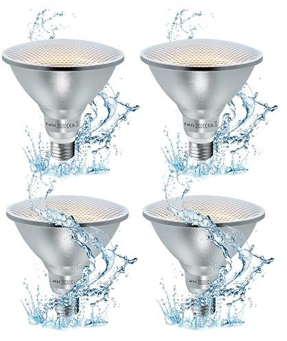 EACLL E27 PAR38 LED Warmweiß 18W Ersetzt 120W Halogen Glühlampe, 4er-Pack. 1700 Lumen 3000K Leuchtmittel, AC 230V Flimmerfrei Energiesparlampe, IP65 Lichtwinkel 60° Reflektorlampen Nicht Dimmbar