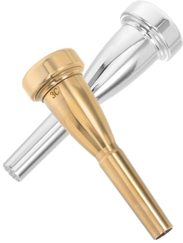 LALADEFIEE Bocchino per Tromba in Metallo 2 Pezzi Oro e Argento Accessorio Ricambio per Strumenti Musicali Bocchino per Principianti Adatto a Trombe e Cornetta Controllo Aria Migliorato