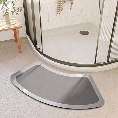 Obelunrp Tapis de Bain en Pierre de diatomite, Tapis Bain incurvé Absorbant à séchage Rapide 18x35 Pouces, Douche incurvé antidérapant pour Salle, décoration Jardin