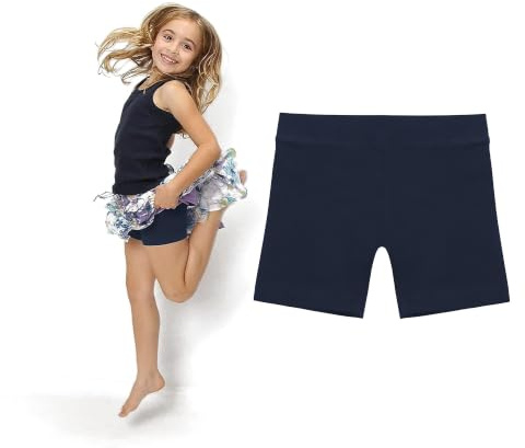 Girls Cycling Shorts 100% Cotton Modesty Shorts Under Dress School PE 4-16 | Covered elastic waist, no scratchy labels, single pair or twin pack in black, navy, white, dark grey or heather grey
