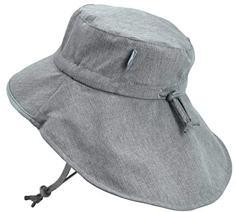 Jan & Jul Schnell Trocknender Kinder Sonnenhut, Schirmmütze UV-Schutz (XL: 5-12 Jahre, Grau)