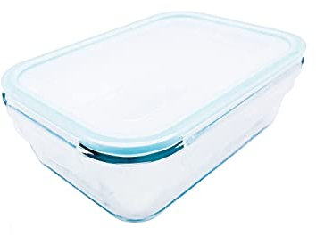 Steuber Glasfrischhaltedosen mit Mikrowellenventil, aus Borosilikatglas, bis zu 400 Grad hitzebeständig, geschmacksneutral, spülmaschinengeeignet, Fassungsvermögen: 1860ml, 10-054883