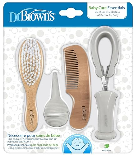 Dr. Brown's Baby Care Essentials Kit, Nail Scissors with Case, Nasal Aspirator, Cradle Cap Brush and Comb, BPA-Free