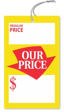 SmartSign Pack of 250 Regular and Special Our Price Tags with String Pre-Attached, 2.25 x 3.75 inch, 12 pt Cardstock, Merchandise Coated Tags, Red/Yellow/White