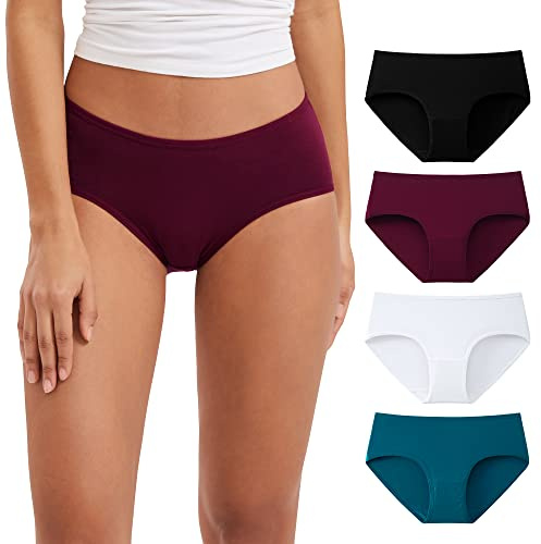 INNERSY Underbyxor dam bomull mjuka trosor medium midja hipster underkläder kvinnor 4-pack