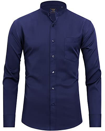 J.VER Men's Fashion Dress Shirts Long Sleeve Slim Fit Non Iron Business Casual Wedding Office Work Shirt