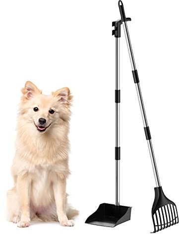 Lifewit Plastik-Hundekotschaufel für den Garten, Leichter tragbarer KOT-Schaufel für mittelgroße/kleine Hunde, Verstellbarer Metallstiel mit langem Griff, Kotschaufel-Set für Rasen, Garten, Gras