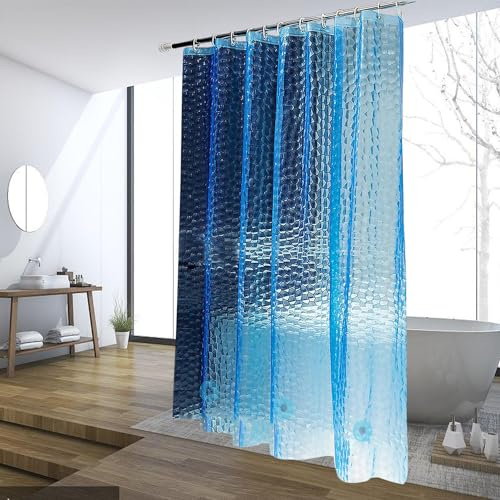 jssablo Blue 72x72 Shower Curtain Liner, 100% Waterproof EVA 3D Shower Curtain for Shower Stall, Bathtubs