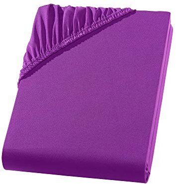Visaggio Mikrofaser Spannbettlaken 180x200-220 + 40 cm Boxspringbett Aubergine Microfaser Polyester Spannbetttuch Bettlaken