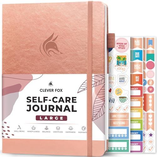 Clever Fox Self-Care Journal – Daily Reflection Notebook – Mental Health & Personal Development Planner, Meditation & Mood Log, Large (Rose Gold)